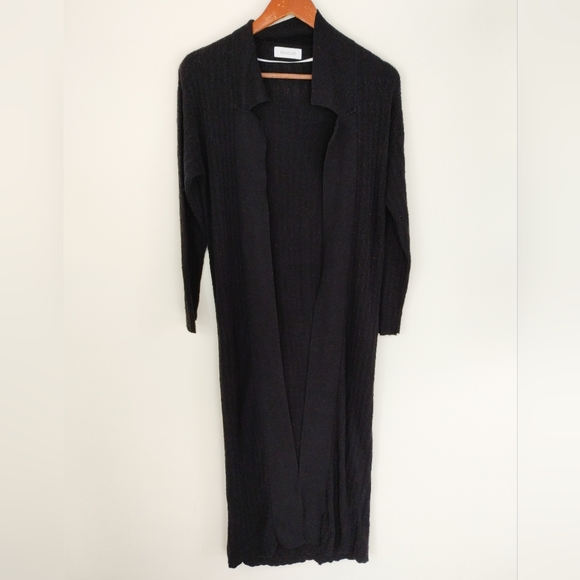 Naadam Open Front Cardigan Small Black Pima Cotton Hemp Blend Capsule Knit - Picture 1 of 8